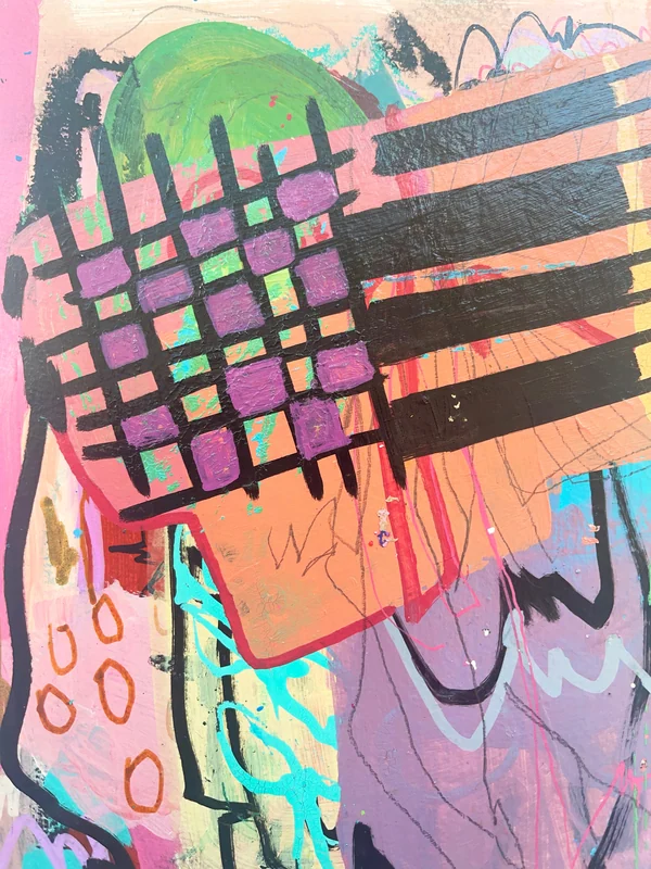 View Colorful Scribble Abstract Wall Art, Mixed Media Art Journal