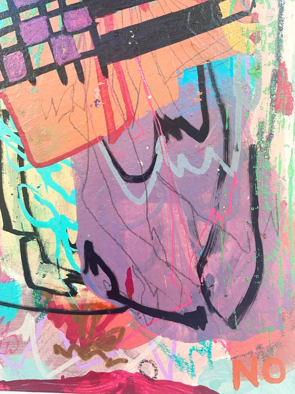 View Colorful Scribble Abstract Wall Art, Mixed Media Art Journal