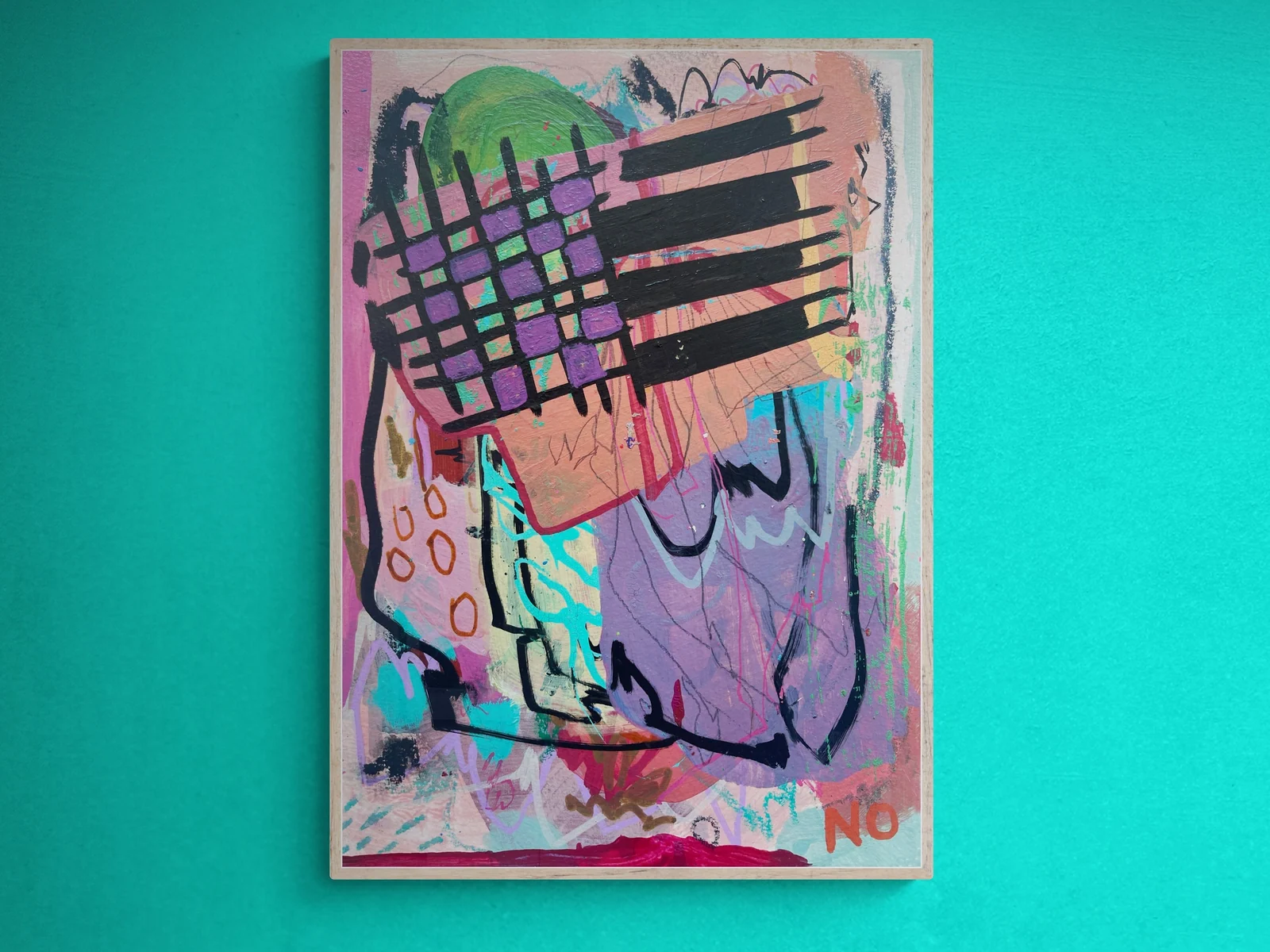 Colorful Scribble Abstract Wall Art, Mixed Media Art Journal