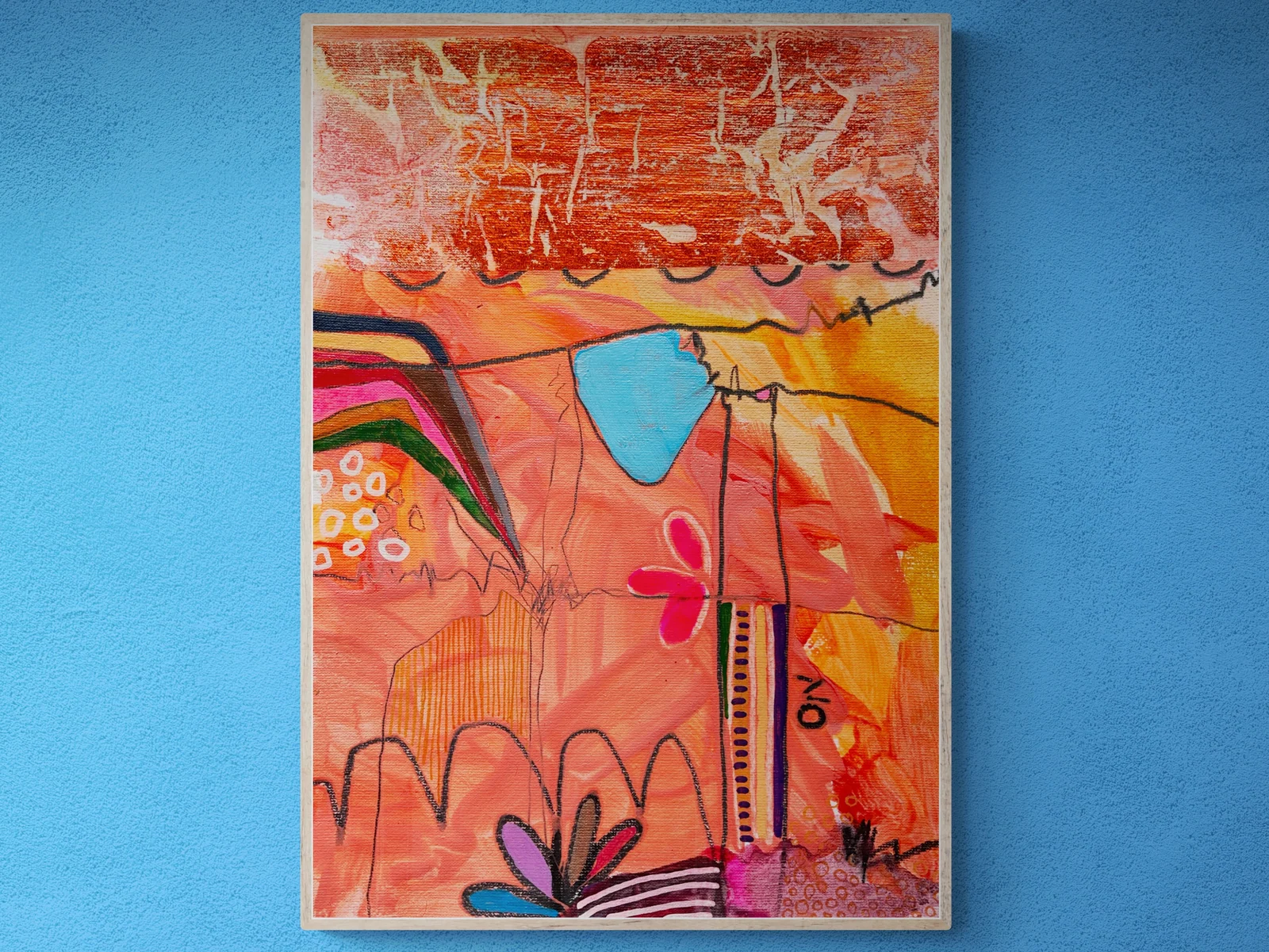 Acrylic Painting, Colorful Wall Art, Mixed Media, Original Whimsical Art, Abstract Landscape Painting, Contemporary, Expressionist Art