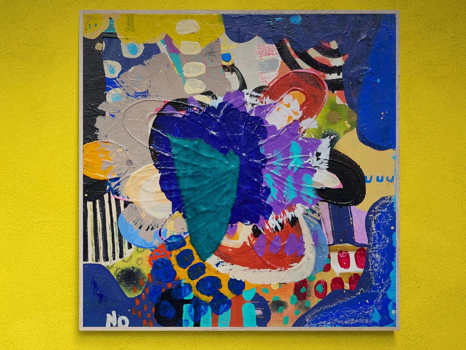 Mixed Media Art on Small Canvas, Colorful Abstract Wall Art, Intuitive Painting, Small Canvas Art, Modern Collage Art