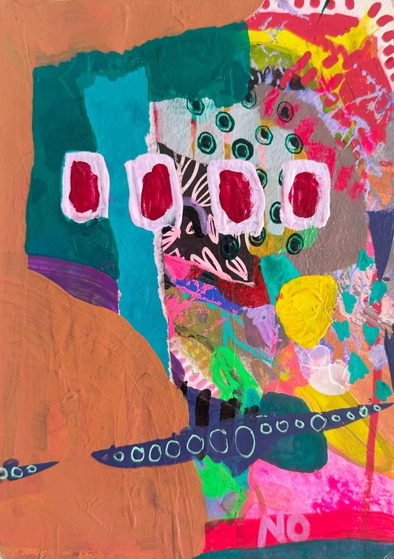 View Child's Art from an Old Soul, Mixed Media Abstract Collage Art, Colorful Abstract Wall Art, Colorful Painting,, Modern Artwork