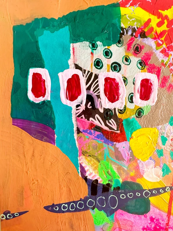 View Child's Art from an Old Soul, Mixed Media Abstract Collage Art, Colorful Abstract Wall Art, Colorful Painting,, Modern Artwork