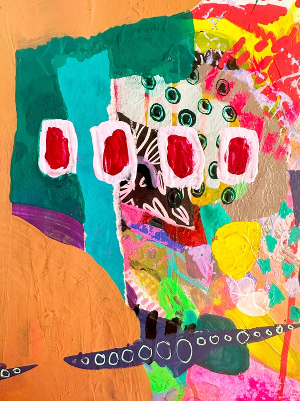 View Child's Art from an Old Soul, Mixed Media Abstract Collage Art, Colorful Abstract Wall Art, Colorful Painting,, Modern Artwork