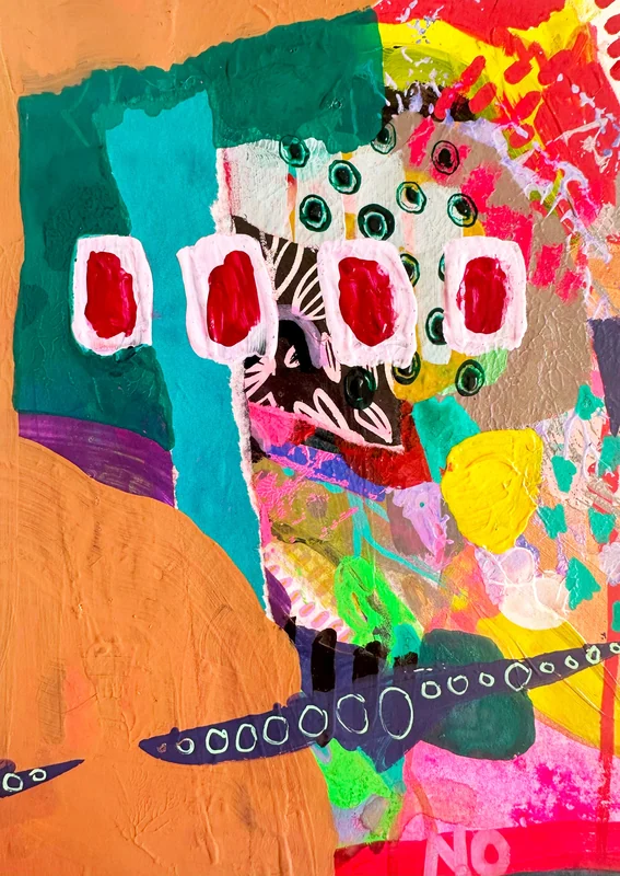 View Child's Art from an Old Soul, Mixed Media Abstract Collage Art, Colorful Abstract Wall Art, Colorful Painting,, Modern Artwork