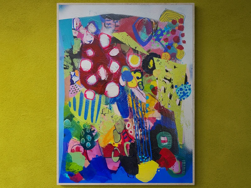 View Mixed Media Wall Art on Paper, Mixed Media Collage,  Unique Abstract Artwork, Modern Wall Art