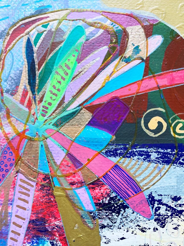 View Colorful Wall Art on Paper, Mixed Media Collage, Abstract Landscape Painting, Expressionist Artwork