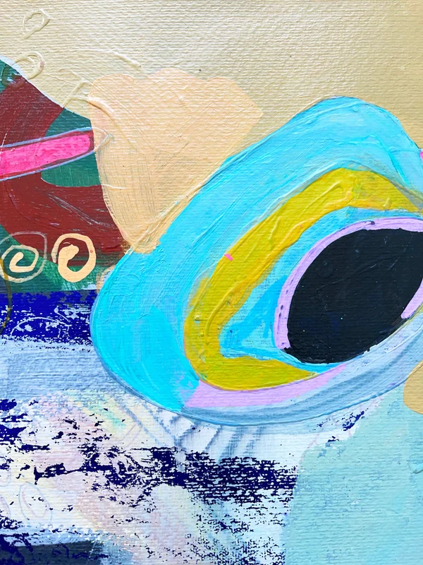 View Colorful Wall Art on Paper, Mixed Media Collage, Abstract Landscape Painting, Expressionist Artwork