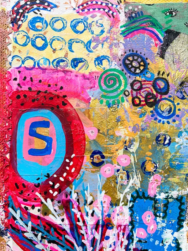 View Colorful Wall Art on Paper, Art Journal, Abstract Painting, Original Mixed Media Art, Expressionist Painting, Mixed Media Collage
