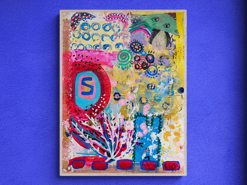 Colorful Wall Art on Paper, Art Journal, Abstract Painting, Original Mixed Media Art, Expressionist Painting, Mixed Media Collage