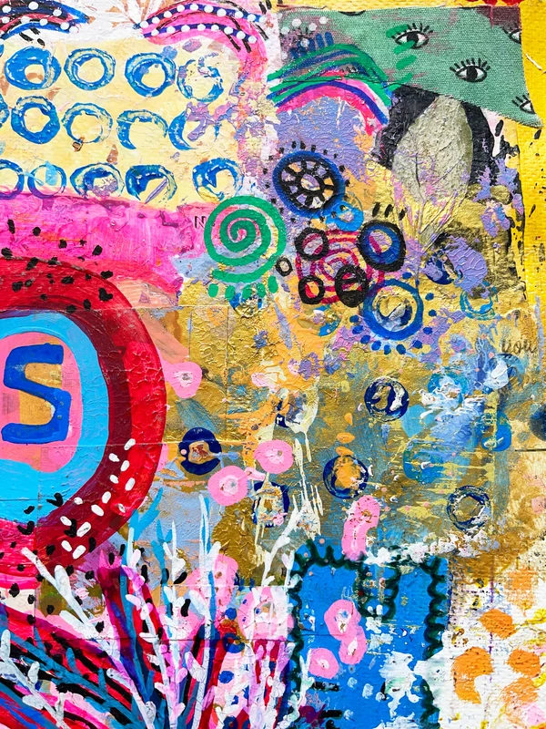 View Colorful Wall Art on Paper, Art Journal, Abstract Painting, Original Mixed Media Art, Expressionist Painting, Mixed Media Collage