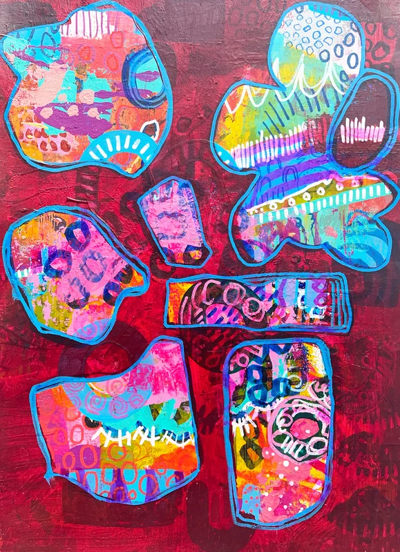 View Abstract Painting, Colorful Wall Art, Mixed Media Art, Original Painting, Inspired by Stranger Things