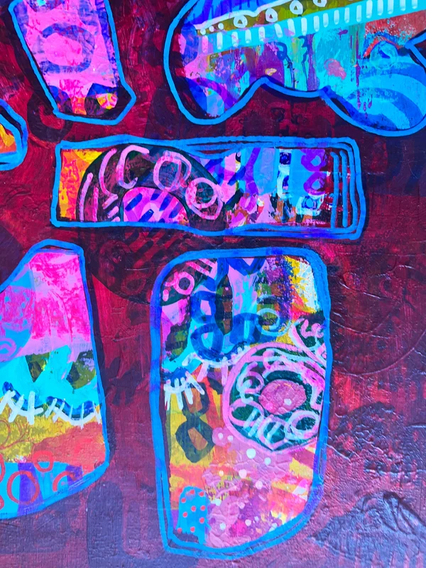 View Abstract Painting, Colorful Wall Art, Mixed Media Art, Original Painting, Inspired by Stranger Things