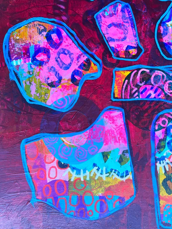 View Abstract Painting, Colorful Wall Art, Mixed Media Art, Original Painting, Inspired by Stranger Things