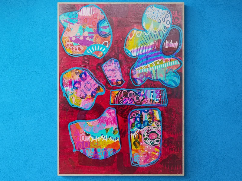 Abstract Painting, Colorful Wall Art, Mixed Media Art, Original Painting, Inspired by Stranger Things