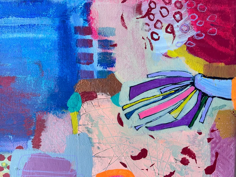 View Mixed Media Abstract, Intuitive Art,Colorful Abstract Painting ,Modern Wall Art, Abstract Landscape, Inspired by joyful summer days