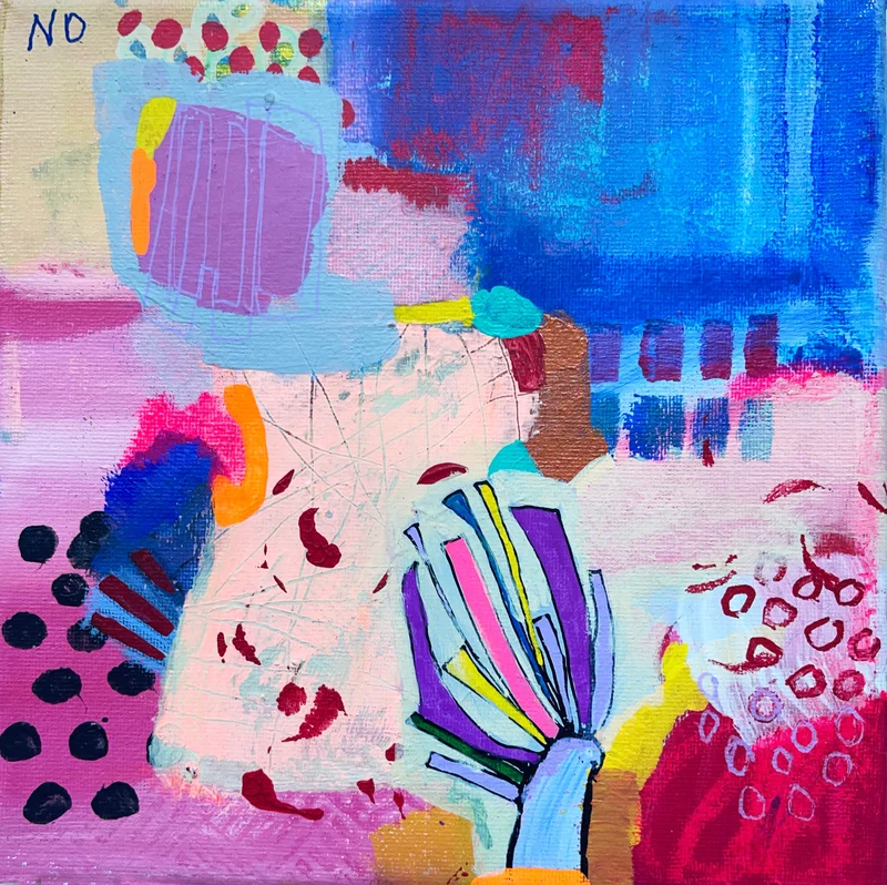 View Mixed Media Abstract, Intuitive Art,Colorful Abstract Painting ,Modern Wall Art, Abstract Landscape, Inspired by joyful summer days