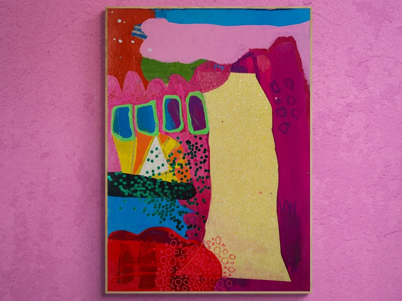 PDA, Mixed Media Wall Art on Upcycled Cardboard, Art Journal, Mixed Media Collage , Colorful Modern Painting, Abstract Expressionist Paintin