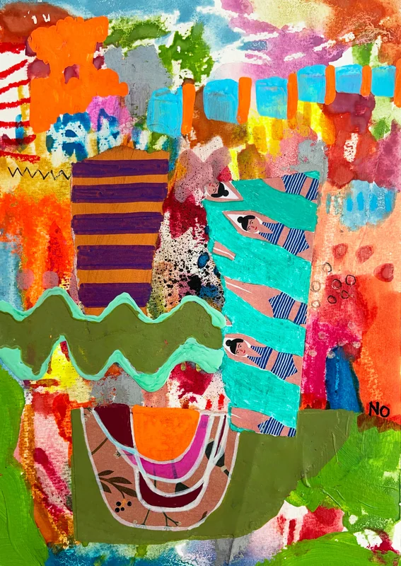 View Colorful Abstract Wall Art, Mixed Media Collage, Art Journal, Paper Collage, Modern Painting, Small Art, Contemporary Painting, Healing Art