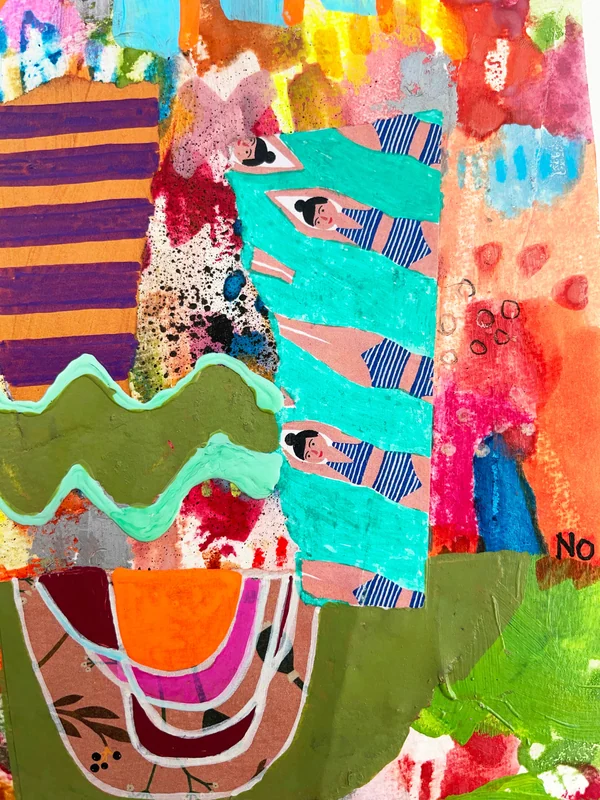 View Colorful Abstract Wall Art, Mixed Media Collage, Art Journal, Paper Collage, Modern Painting, Small Art, Contemporary Painting, Healing Art