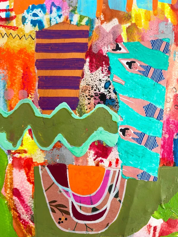View Colorful Abstract Wall Art, Mixed Media Collage, Art Journal, Paper Collage, Modern Painting, Small Art, Contemporary Painting, Healing Art
