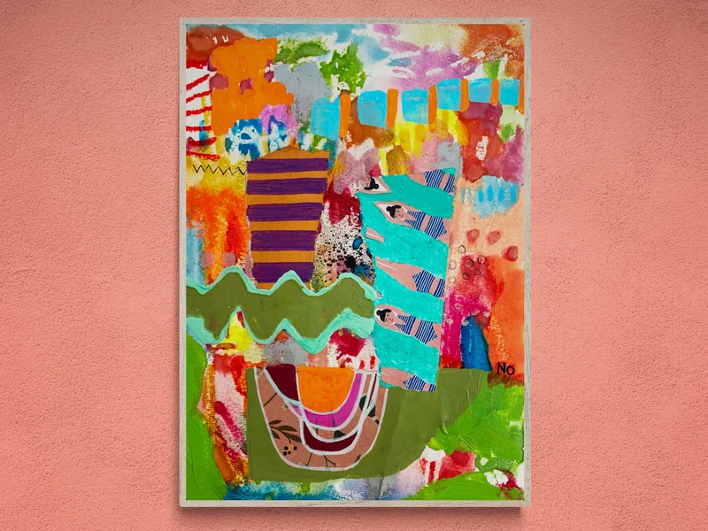 View Colorful Abstract Wall Art, Mixed Media Collage, Art Journal, Paper Collage, Modern Painting, Small Art, Contemporary Painting, Healing Art