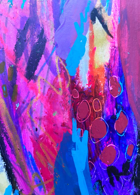 View Original Abstract Collage, Colorful Abstract Wall Art, Scribble Art, Modern Painting, Mixed Media,  Small Art, Intuitive Art