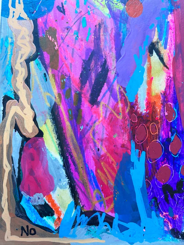 View Original Abstract Collage, Colorful Abstract Wall Art, Scribble Art, Modern Painting, Mixed Media,  Small Art, Intuitive Art
