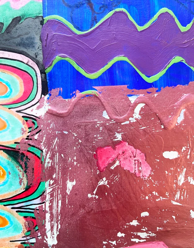 View Original Painting, Mixed Media Collage, Abstract Expressionist Painting, Modern Wall Art, Art Journal, Colorful Painting