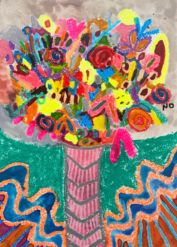 View Floral Wall Art, Still Life Painting, Gallery Wall Art, Flower Wall Art, Mixed Media Art, Contemporary Flowers Painting, Art Journal