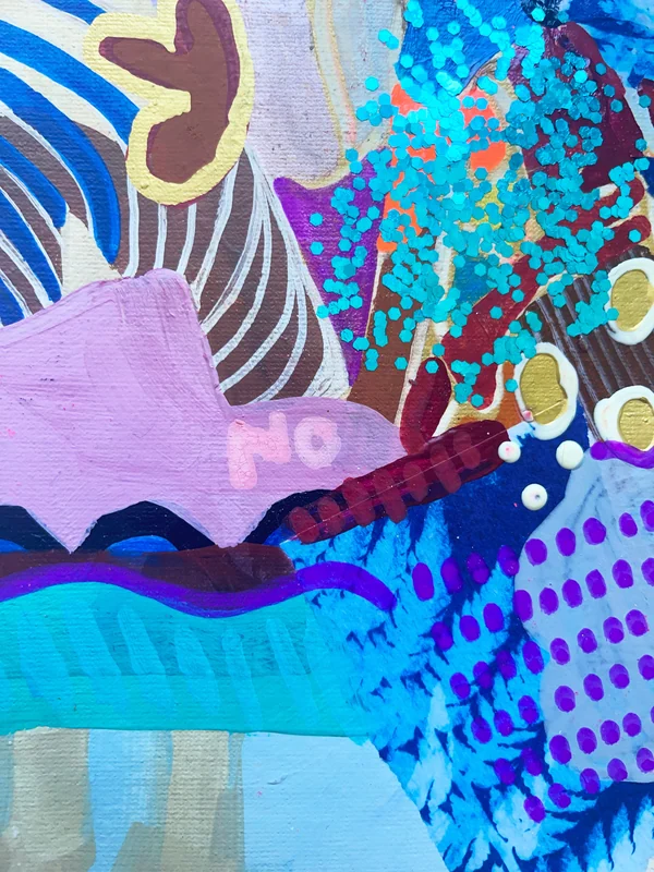 View Colorful Mixed Media Collage Art, Abstract Wall Art, Original Painting, Modern, Contemporary Art. Abstract Expressionism, Intuitive Art