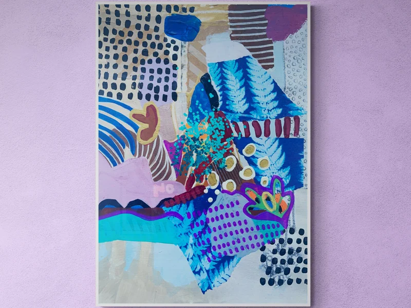 Colorful Mixed Media Collage Art, Abstract Wall Art, Original Painting, Modern, Contemporary Art. Abstract Expressionism, Intuitive Art