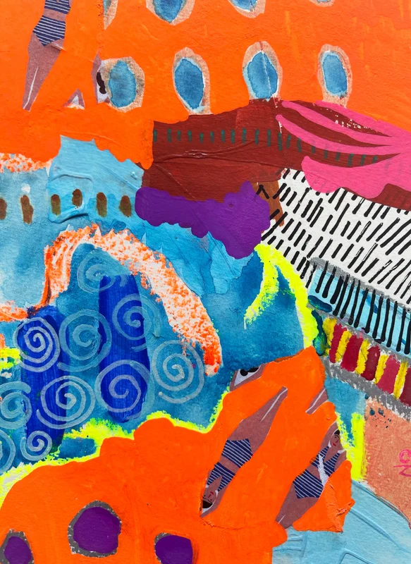 View Colorful Abstract Wall Art, Mixed Media Collage, Art Journal, Paper Collage, Modern Painting, Small Art, Beach Abstract, Painting on Paper