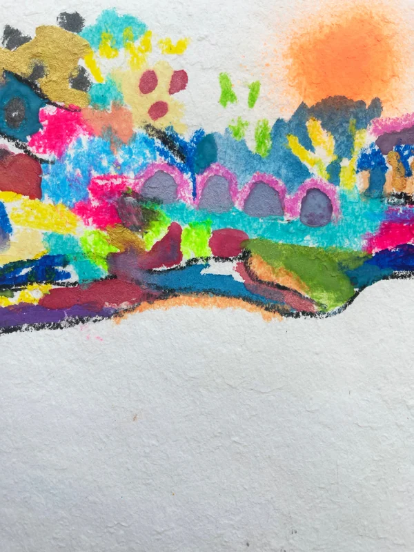 View Colorful Abstract Wall Art, Mixed Media Collage, Art Journal, Torn Paper, Modern Painting, Small Art, Abstract Landscape, Painting on Paper