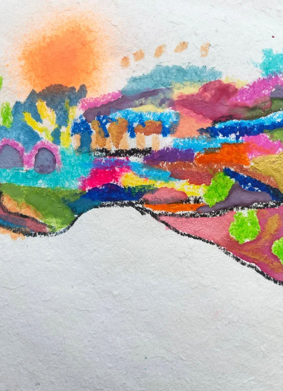 View Colorful Abstract Wall Art, Mixed Media Collage, Art Journal, Torn Paper, Modern Painting, Small Art, Abstract Landscape, Painting on Paper