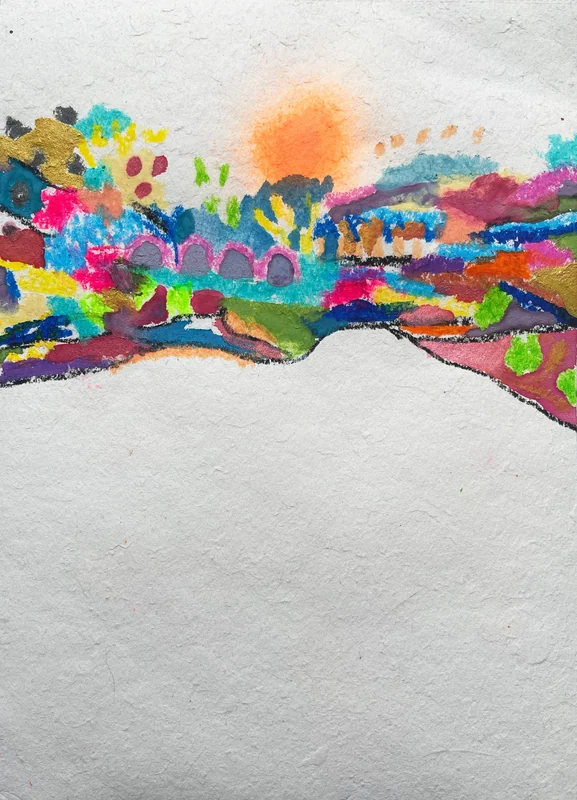 View Colorful Abstract Wall Art, Mixed Media Collage, Art Journal, Torn Paper, Modern Painting, Small Art, Abstract Landscape, Painting on Paper