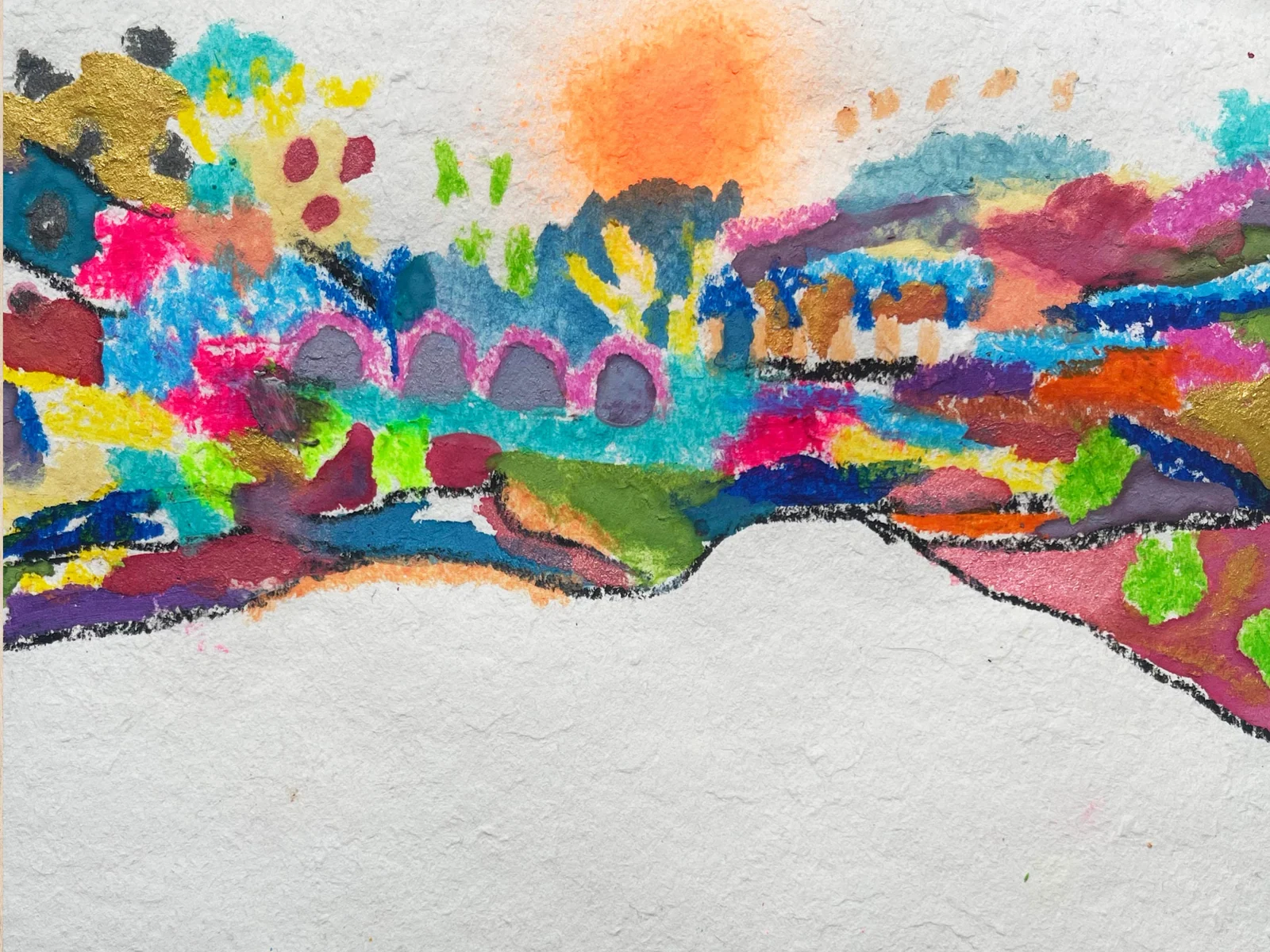 Colorful Abstract Wall Art, Mixed Media Collage, Art Journal, Torn Paper, Modern Painting, Small Art, Abstract Landscape, Painting on Paper