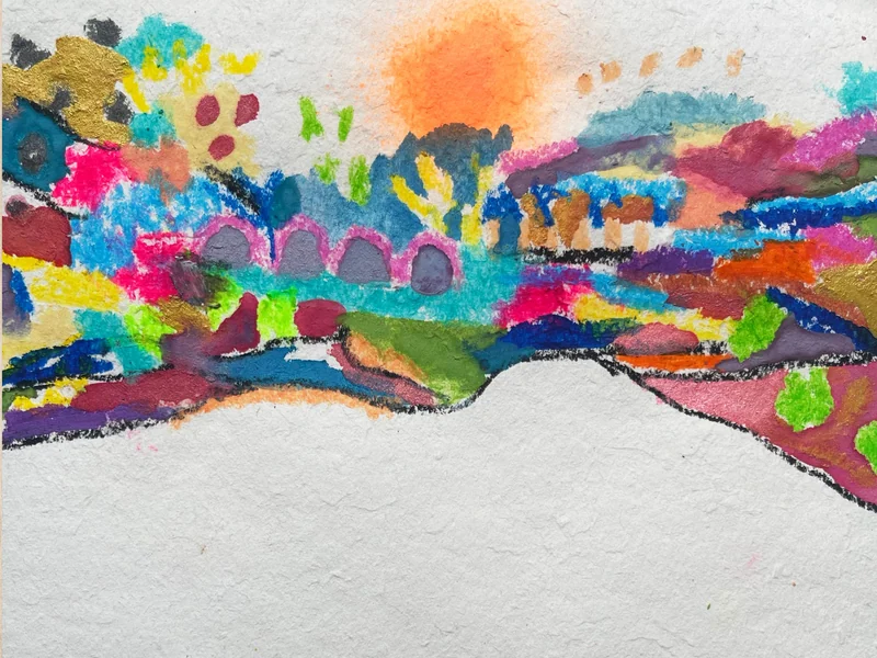 Colorful Abstract Wall Art, Mixed Media Collage, Art Journal, Torn Paper, Modern Painting, Small Art, Abstract Landscape, Painting on Paper