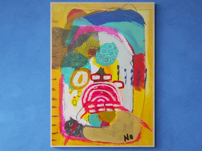 Original Abstract Collage, Colorful Abstract Wall Art, Scribble Art, Modern Painting, Mixed Media,  Small Art, Doodle Art, Expressionism