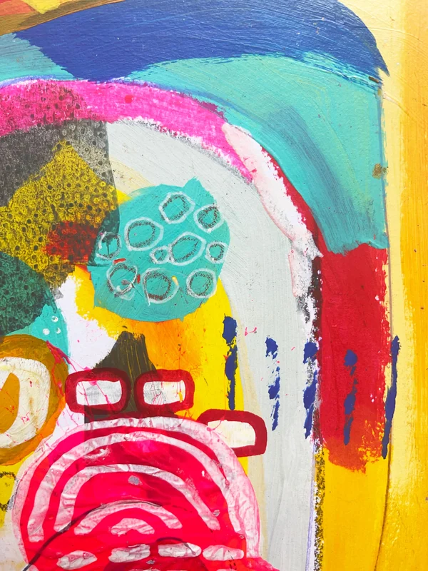 View Original Abstract Collage, Colorful Abstract Wall Art, Scribble Art, Modern Painting, Mixed Media,  Small Art, Doodle Art, Expressionism