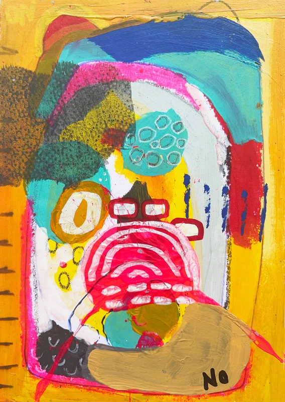 View Original Abstract Collage, Colorful Abstract Wall Art, Scribble Art, Modern Painting, Mixed Media,  Small Art, Doodle Art, Expressionism