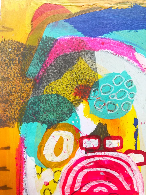 View Original Abstract Collage, Colorful Abstract Wall Art, Scribble Art, Modern Painting, Mixed Media,  Small Art, Doodle Art, Expressionism