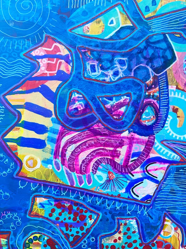 View Original Colorful Abstract Painting, Unique Wall Art, Mixed Media Art, Abstract Expressionist Painting, Doodle Art