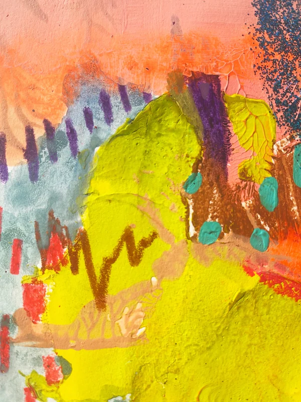 View Original Abstract Collage, Colorful Abstract Wall Art, Scribble Art, Modern Painting, Mixed Media,  Small Art, Doodle Art, Expressionism