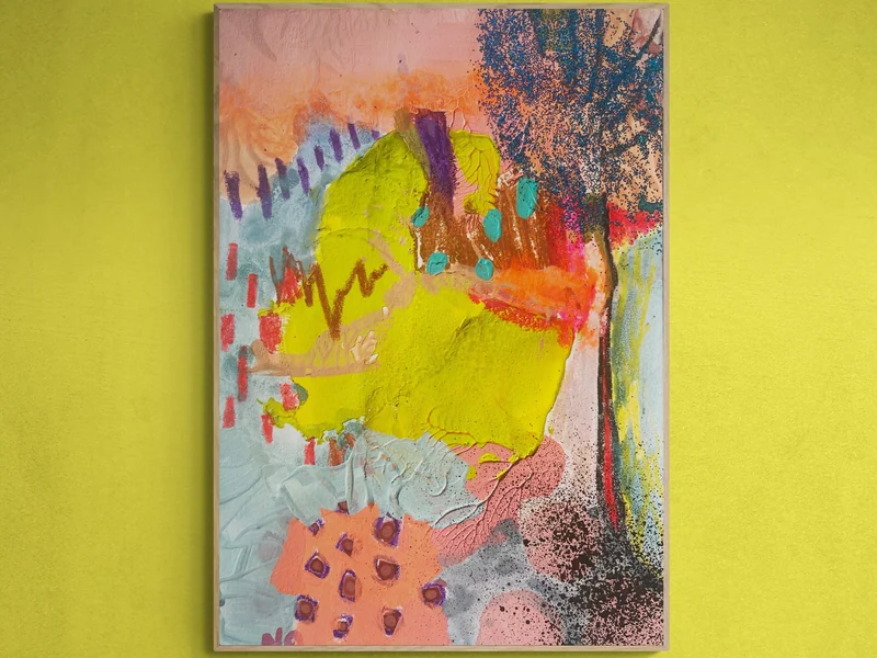 Original Abstract Collage, Colorful Abstract Wall Art, Scribble Art, Modern Painting, Mixed Media,  Small Art, Doodle Art, Expressionism