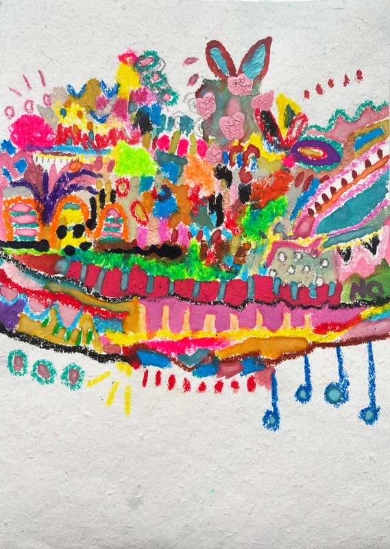 View Submarine Abstract, Colorful Abstract Wall Art, Mixed Media, Art Journal, Torn Paper, Modern Painting, Abstract Landscape, Junk Journal