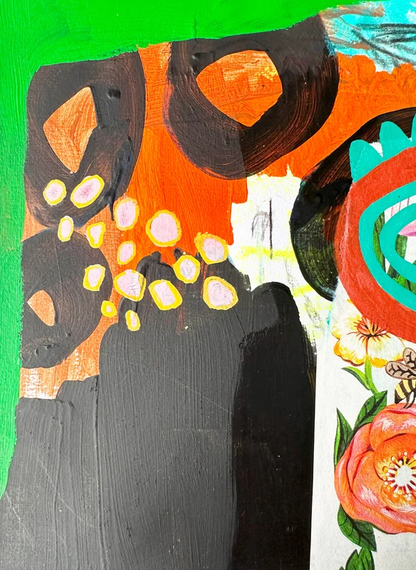 View Original Abstract Painting, Mixed Media Collage Wall Art, Intuitive Contemporary Art, Modern Abstract Painting, Small Art, Art Journal
