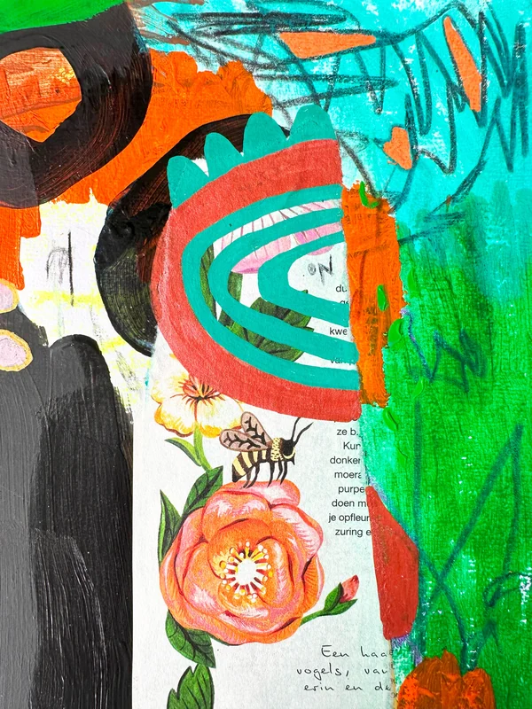 View Original Abstract Painting, Mixed Media Collage Wall Art, Intuitive Contemporary Art, Modern Abstract Painting, Small Art, Art Journal