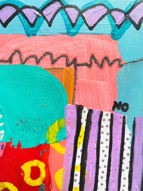 View Original Intuitive Collage, Colorful Abstract Wall Art, Scribble Art, Modern Painting, Mixed Media,  Small Art, Doodle Art, Expressionism