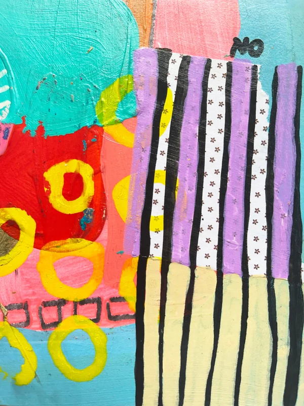 View Original Intuitive Collage, Colorful Abstract Wall Art, Scribble Art, Modern Painting, Mixed Media,  Small Art, Doodle Art, Expressionism